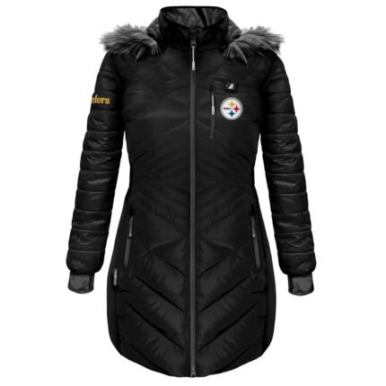 ActionHeat Pittsburgh Steelers 5V Women's Long Puffer Battery Heated Jacket